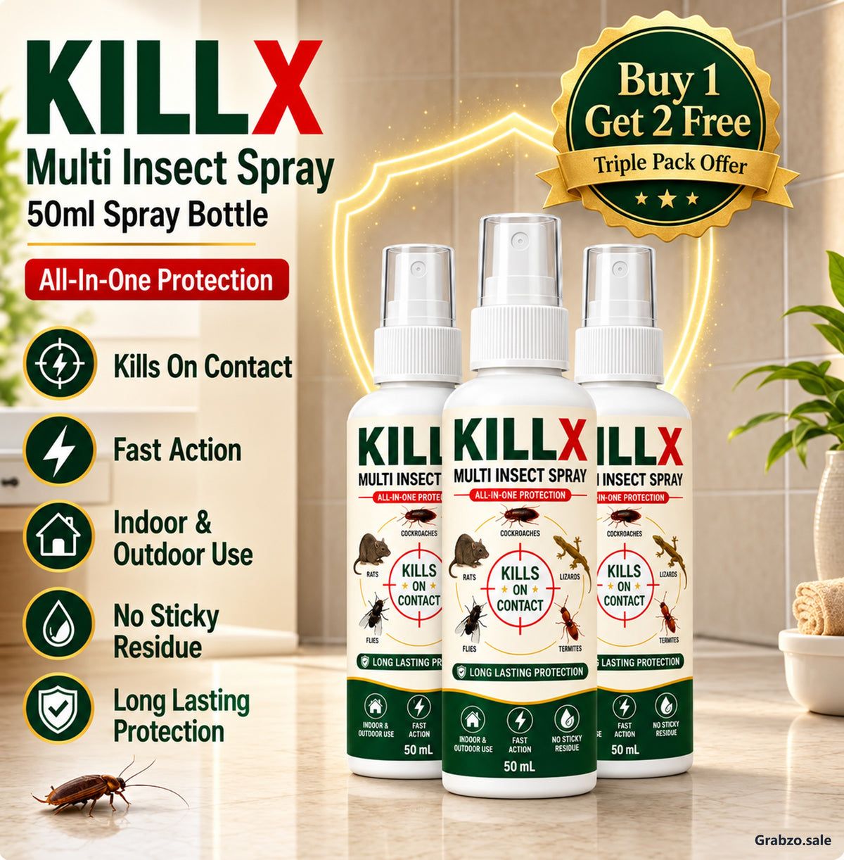 Killx Multi Insect Spray 50 ml – Buy 1 Get 2 Free (Pack of 3)